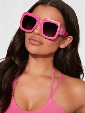 Hot Pink Oversized Square Sunglasses